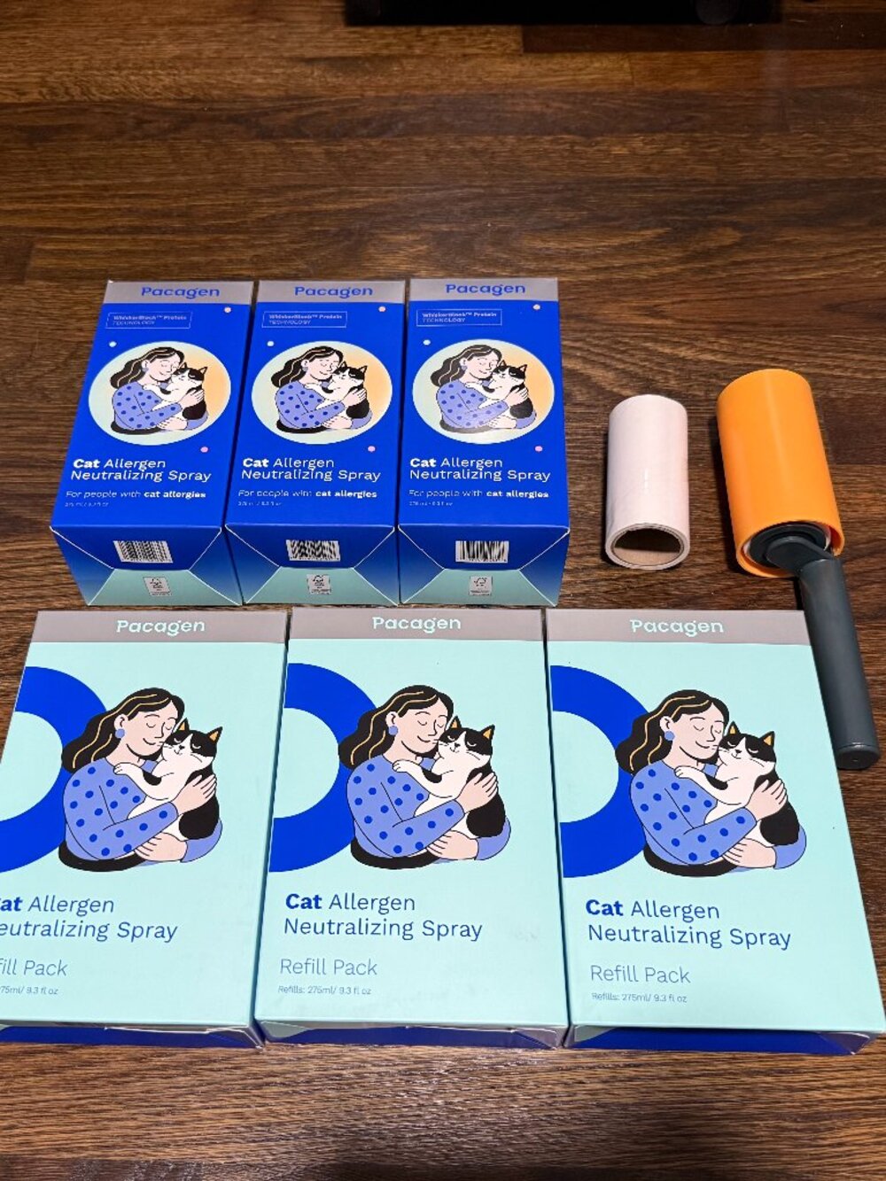 Pacagen Cat Allergen Neutralizing Spray 3-pack, with Lint Roller